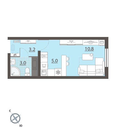 21,9 м², квартира-студия 4 419 244 ₽ - изображение 1