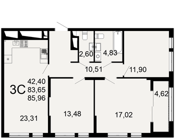 88,2 м², 3-комнатная квартира 7 189 930 ₽ - изображение 24