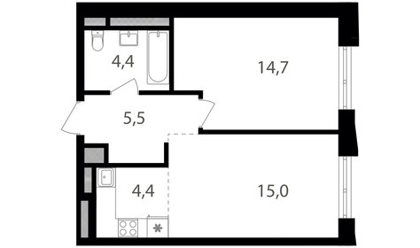 Квартира 44 м², 2-комнатная - изображение 1