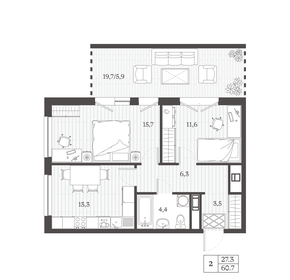 68,4 м², 2-комнатная квартира 11 757 025 ₽ - изображение 63