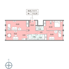 Квартира 112,2 м², 3-комнатная - изображение 2