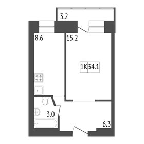 Квартира 34,1 м², 1-комнатная - изображение 1