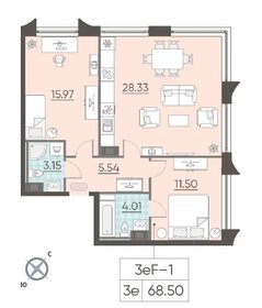 57,7 м², 2-комнатные апартаменты 17 145 000 ₽ - изображение 121