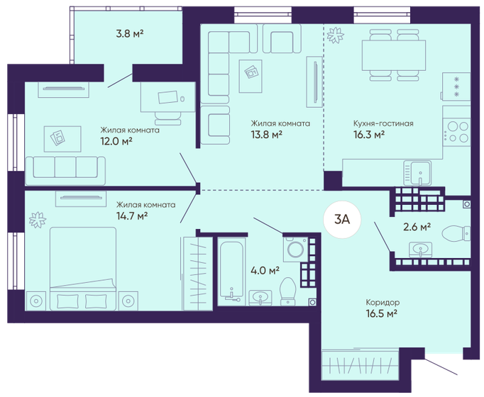 81,8 м², 3-комнатная квартира 11 206 600 ₽ - изображение 1