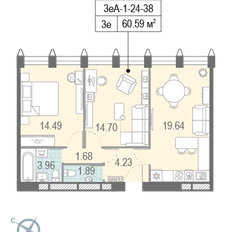 Квартира 61,2 м², 2-комнатная - изображение 3