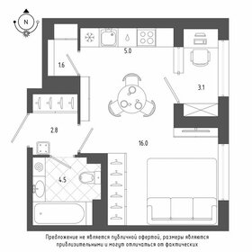 Квартира 31,5 м², 1-комнатная - изображение 1