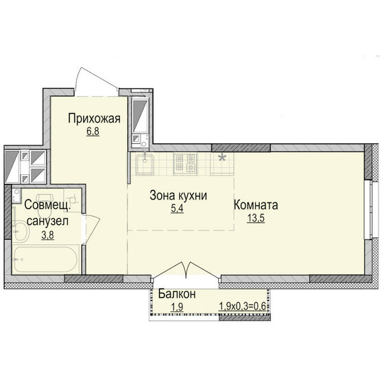 30,1 м², квартира-студия 3 110 000 ₽ - изображение 1