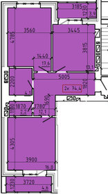 Квартира 74,4 м², 2-комнатная - изображение 1