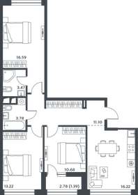 Квартира 76,5 м², 3-комнатная - изображение 1