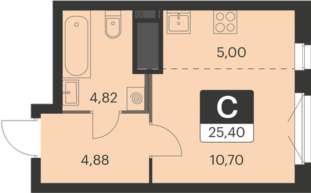 25,4 м², квартира-студия 3 868 660 ₽ - изображение 26