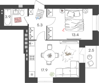 Квартира 41,8 м², 1-комнатная - изображение 1