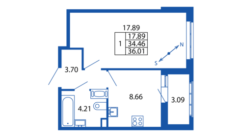 36,7 м², 1-комнатная квартира 6 599 999 ₽ - изображение 118