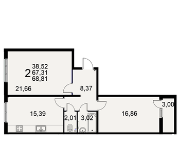 64,1 м², 2-комнатная квартира 6 400 000 ₽ - изображение 64