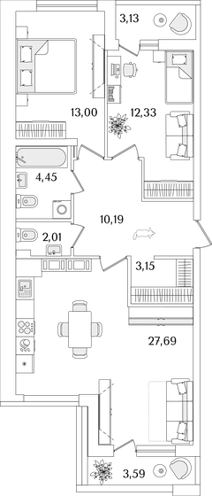 76,2 м², 2-комнатная квартира 18 956 880 ₽ - изображение 1