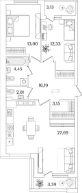 Квартира 76,2 м², 2-комнатная - изображение 1