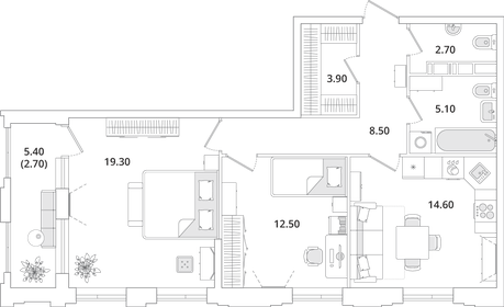 69,9 м², 2-комнатная квартира 14 782 553 ₽ - изображение 13