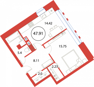 45,5 м², 1-комнатная квартира 13 147 839 ₽ - изображение 10