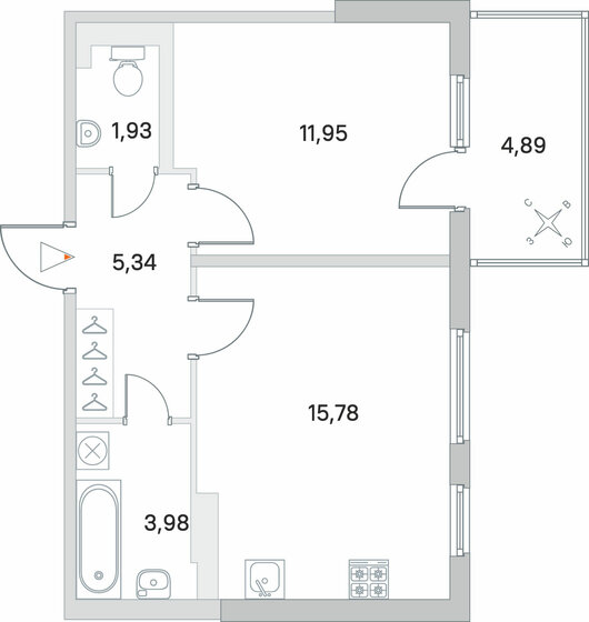 40,5 м², 1-комнатная квартира 6 911 154 ₽ - изображение 46