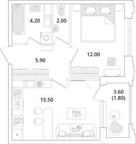 43 м², 1-комнатная квартира 9 190 000 ₽ - изображение 124