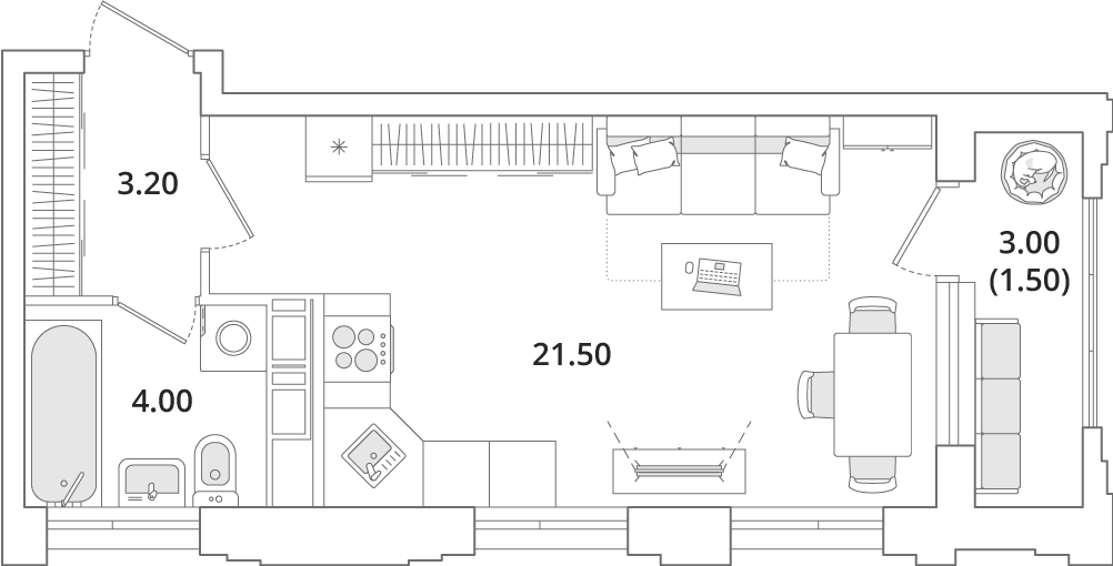 30,2 м², квартира-студия 6 939 480 ₽ - изображение 1