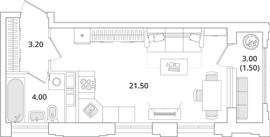 31,8 м², квартира-студия 7 000 000 ₽ - изображение 122