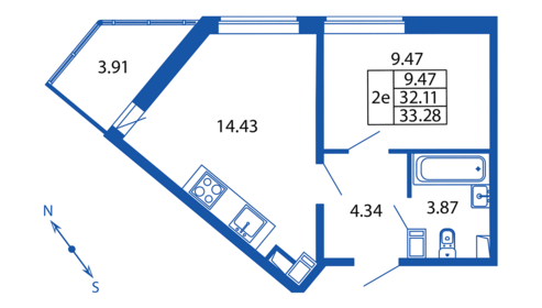 33,3 м², 1-комнатная квартира 5 868 888 ₽ - изображение 50