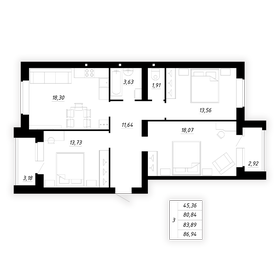 Квартира 83,9 м², 3-комнатная - изображение 1