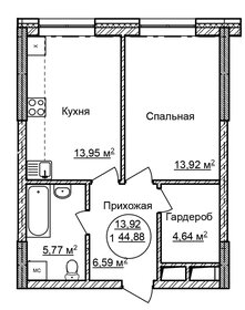 44,9 м², 1-комнатные апартаменты 5 610 000 ₽ - изображение 90