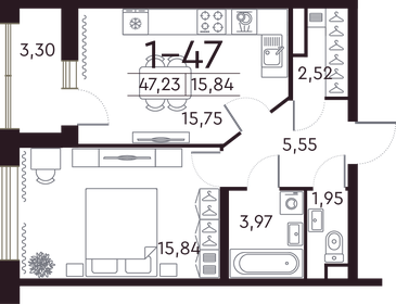 46,4 м², 1-комнатная квартира 22 383 134 ₽ - изображение 36