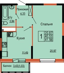 42 м², 1-комнатная квартира 6 190 000 ₽ - изображение 6