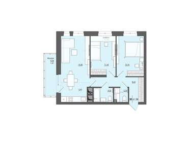 56,5 м², 3-комнатная квартира 6 400 000 ₽ - изображение 26