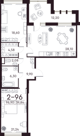 96,8 м², 2-комнатная квартира 37 674 664 ₽ - изображение 19