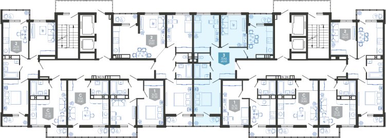 63 м², 3-комнатная квартира 8 500 000 ₽ - изображение 78