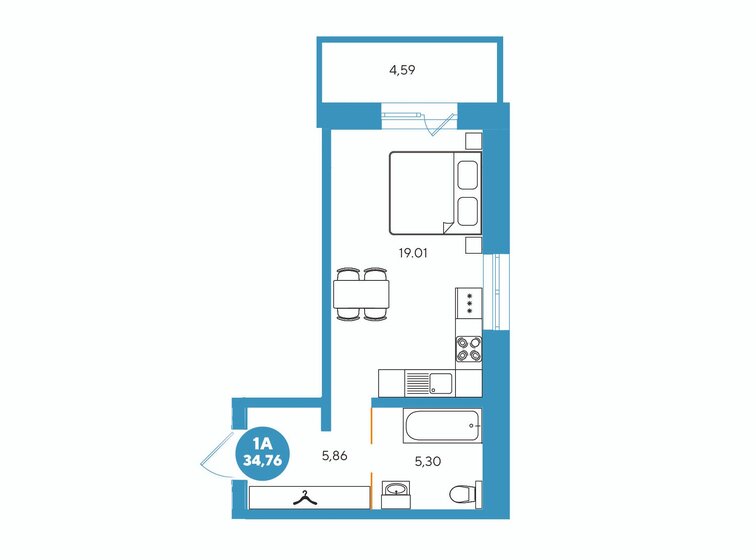 35,3 м², 1-комнатная квартира 3 550 000 ₽ - изображение 1