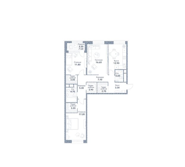 94,4 м², 3-комнатная квартира 50 213 160 ₽ - изображение 1