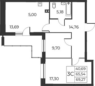 Квартира 69,3 м², 2-комнатная - изображение 1