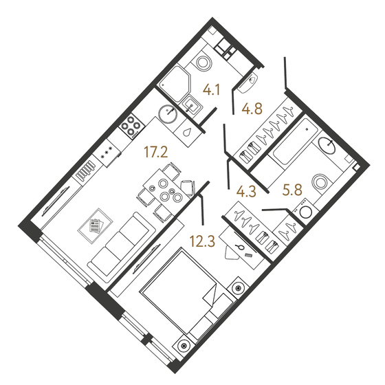 48,5 м², 1-комнатная квартира 23 250 000 ₽ - изображение 1