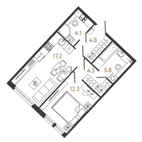 49,5 м², 1-комнатная квартира 19 390 000 ₽ - изображение 71