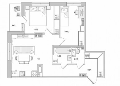 Квартира 55 м², 2-комнатная - изображение 1