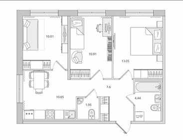 Квартира 58,7 м², 3-комнатная - изображение 1