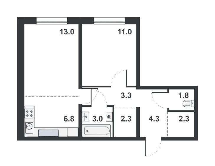 47,8 м², 2-комнатная квартира 3 919 600 ₽ - изображение 51