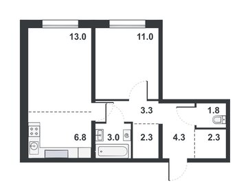 Квартира 47,8 м², 2-комнатная - изображение 1