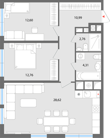 69,4 м², 3-комнатная квартира 9 680 000 ₽ - изображение 28