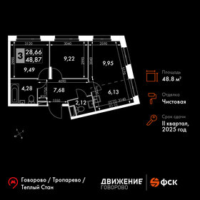 Квартира 48,9 м², 3-комнатные - изображение 1