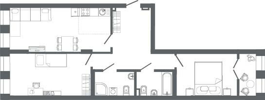 Квартира 82,7 м², 2-комнатная - изображение 1