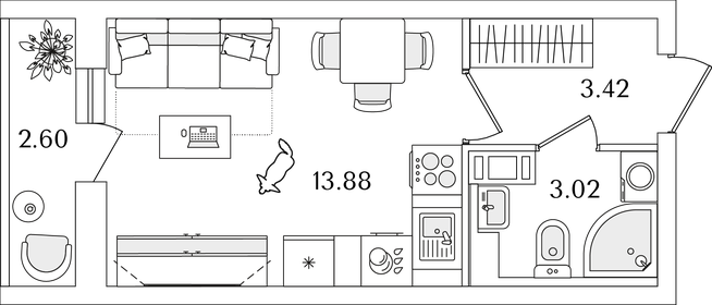 21,6 м², квартира-студия 5 955 370 ₽ - изображение 66