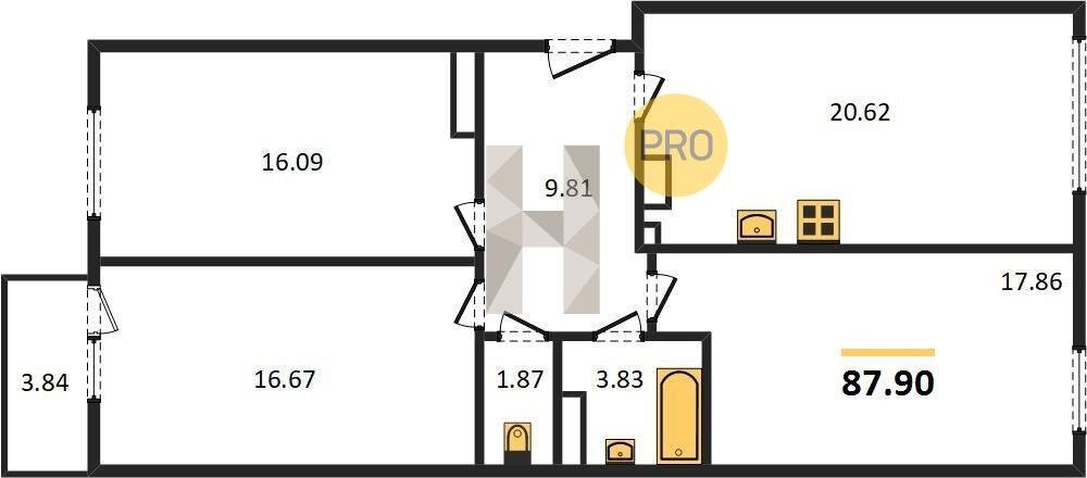 87,9 м², 3-комнатная квартира 34 920 000 ₽ - изображение 13
