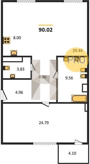 90 м², 1-комнатная квартира 119 125 000 ₽ - изображение 1