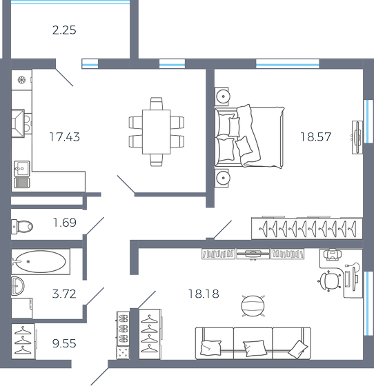 71,4 м², 2-комнатная квартира 7 959 388 ₽ - изображение 29