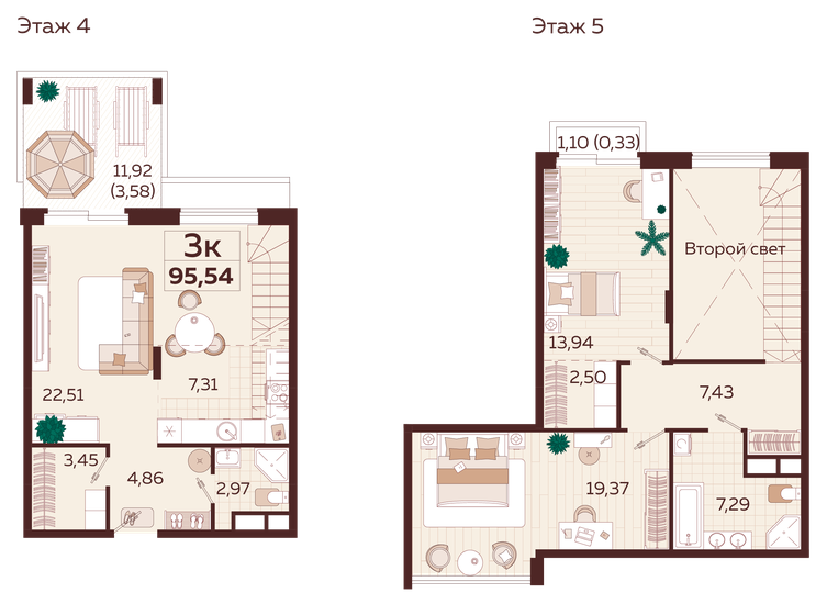 95,5 м², 3-комнатная квартира 31 430 000 ₽ - изображение 1